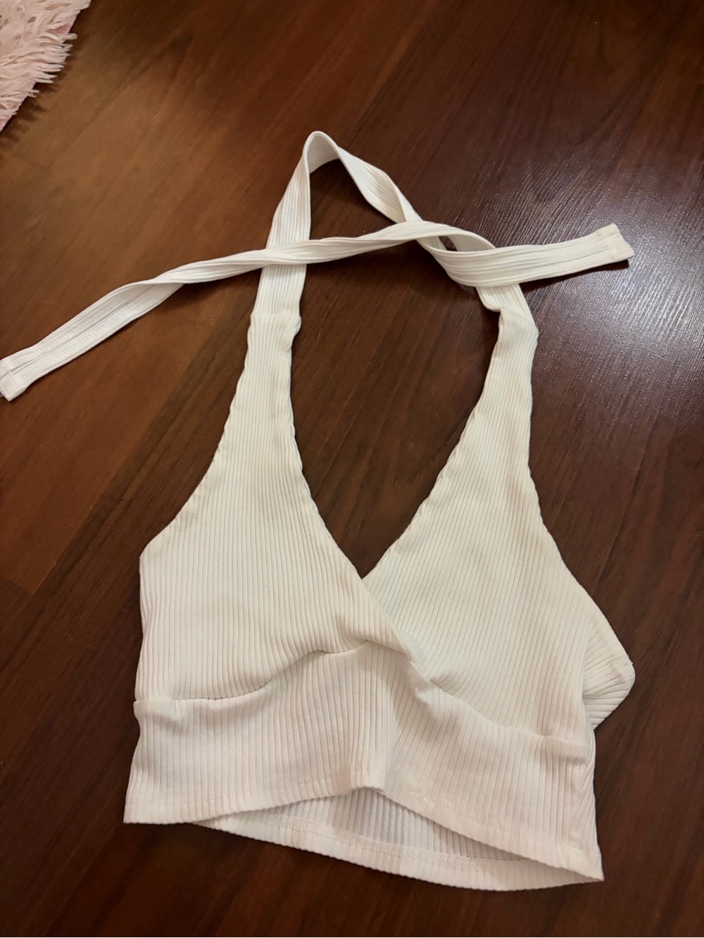 White halter crop top
